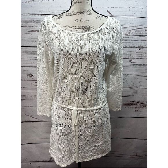 Club Z Collection size large white see through beach cover up - 3071 - Picture 1 of 3